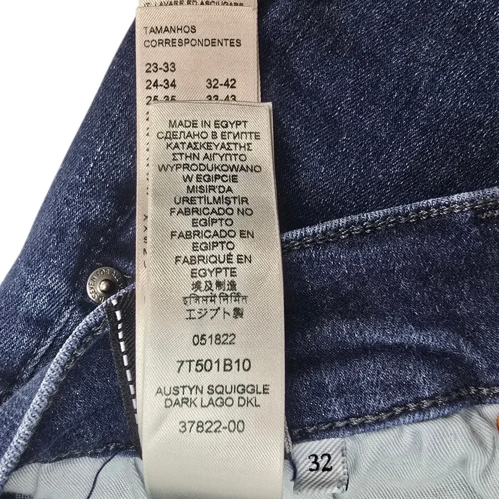 7 For All Mankind Austyn Squiggle Jeans Mens 32 Dark Lago Blue Straight Designer